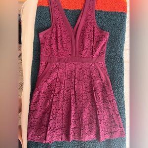 Free People Magenta Lace Mini Dress